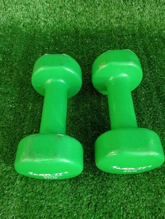 Movit 2x 4 kg ZIELONE Hantle powlekane - gumowane stałe NrP10