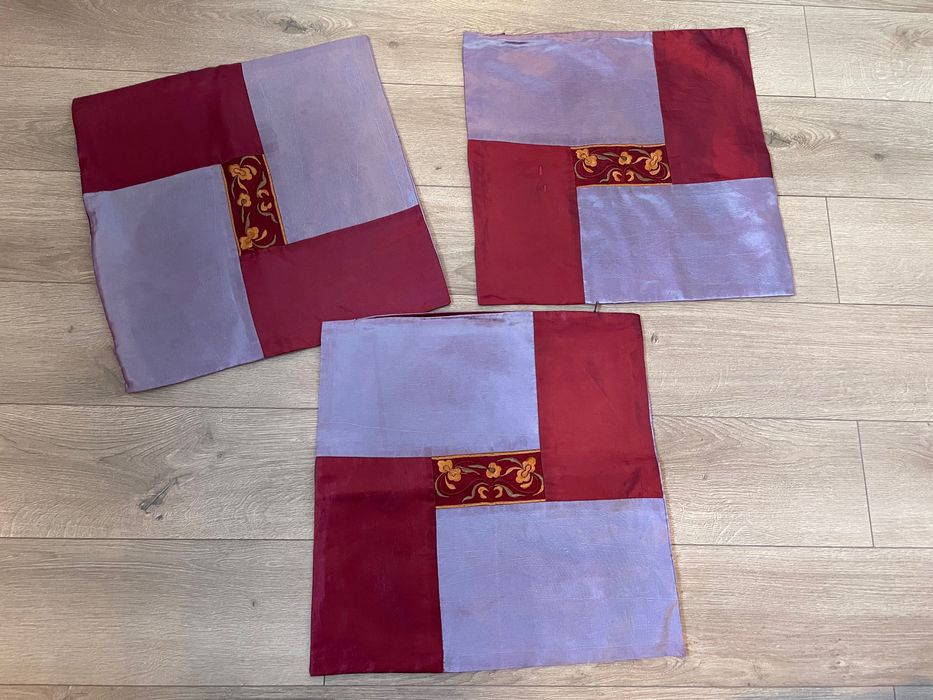 3 szt poszewki na poduszki 45 x 45cm  fioletowo- bordowe