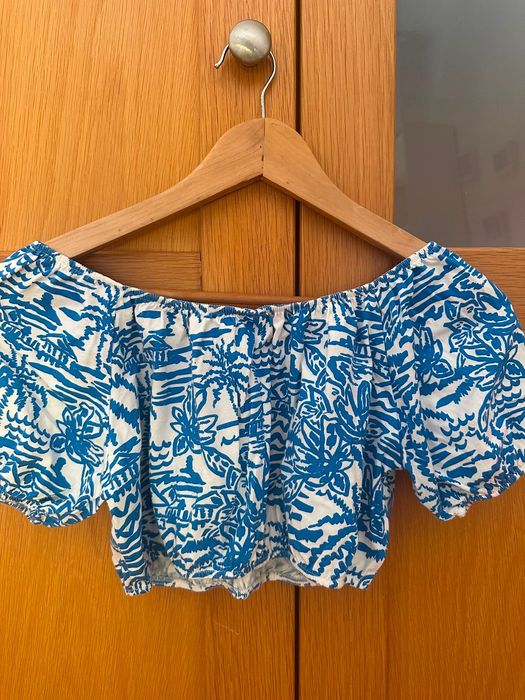 Top estampado azul e branco Pull & Bear