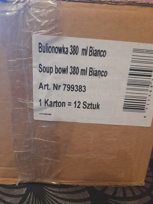 12 bulionowek i 12 podstawek BIANCO