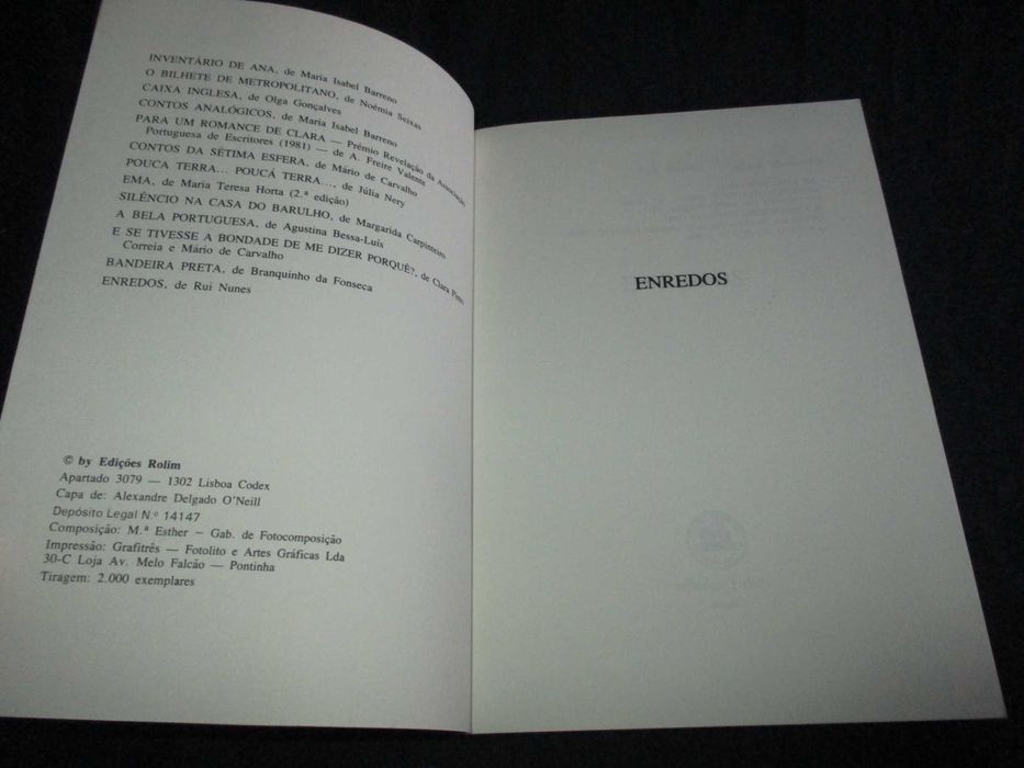 Livro Enredos Rui Nunes Edições Rolim