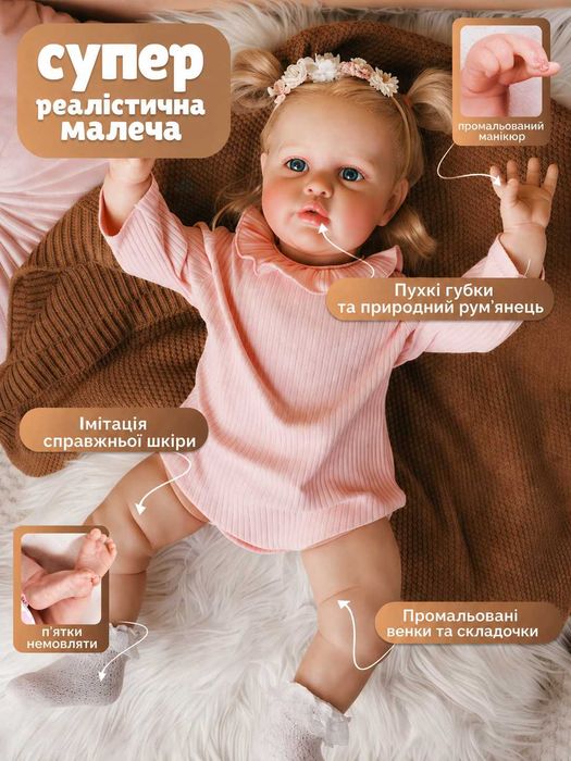 Лялька Реборн Дівчинка Тая 60 см