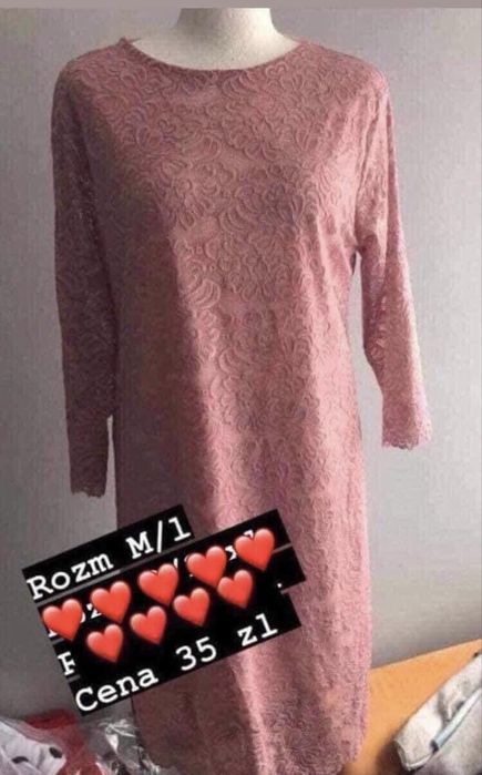 Sukienka koronkowa biust 95 rozowa