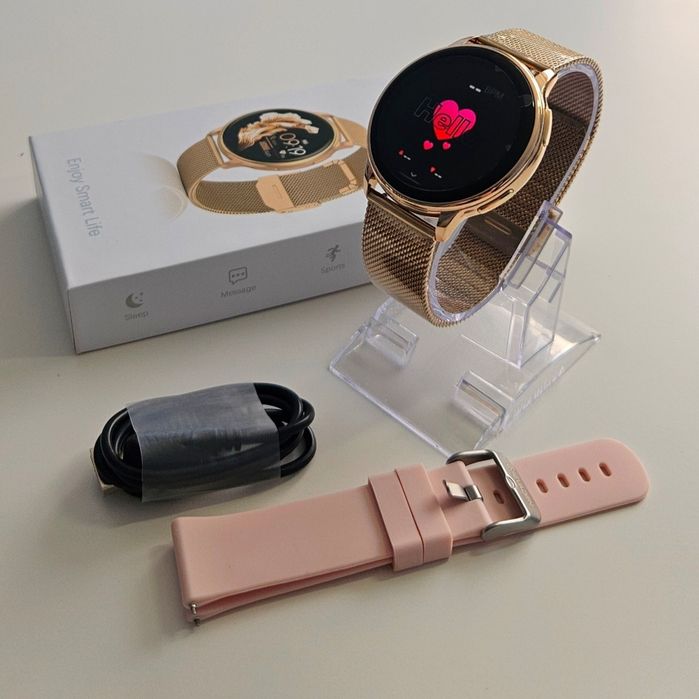 Smartwatch damski złoty bransoleta pasek