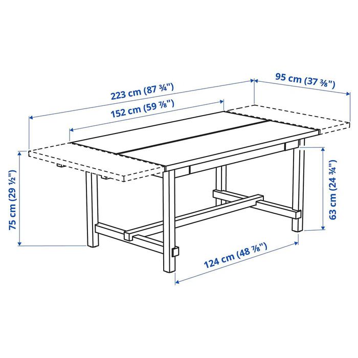 Mesa extensível, branco, 152/223x95 cm, Vem com 6 cadeiras