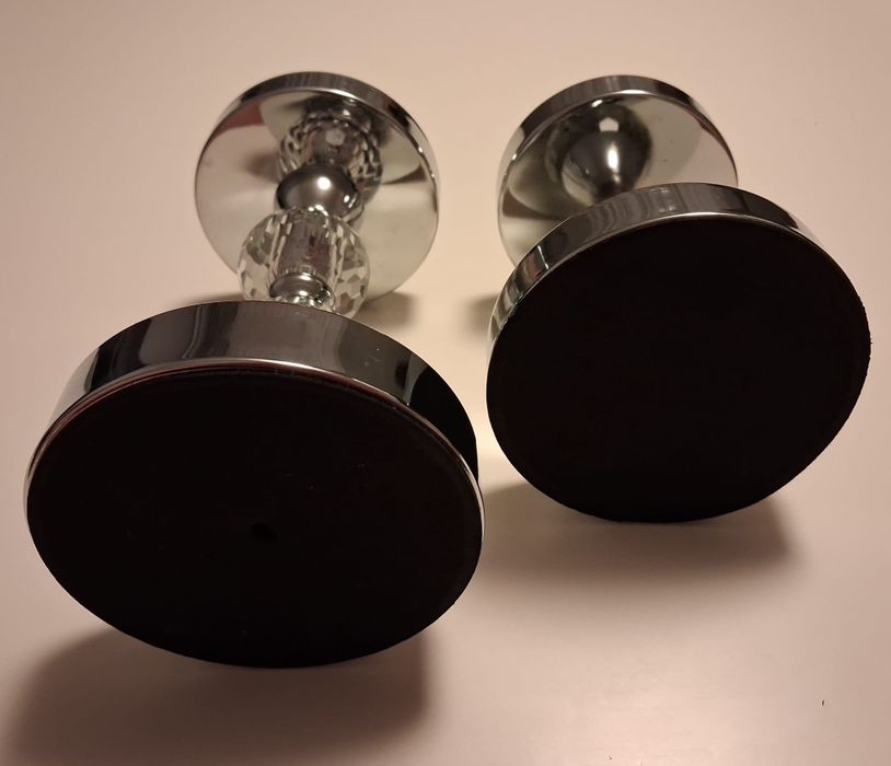 Świeczniki srebrne z kryształowymi kulami