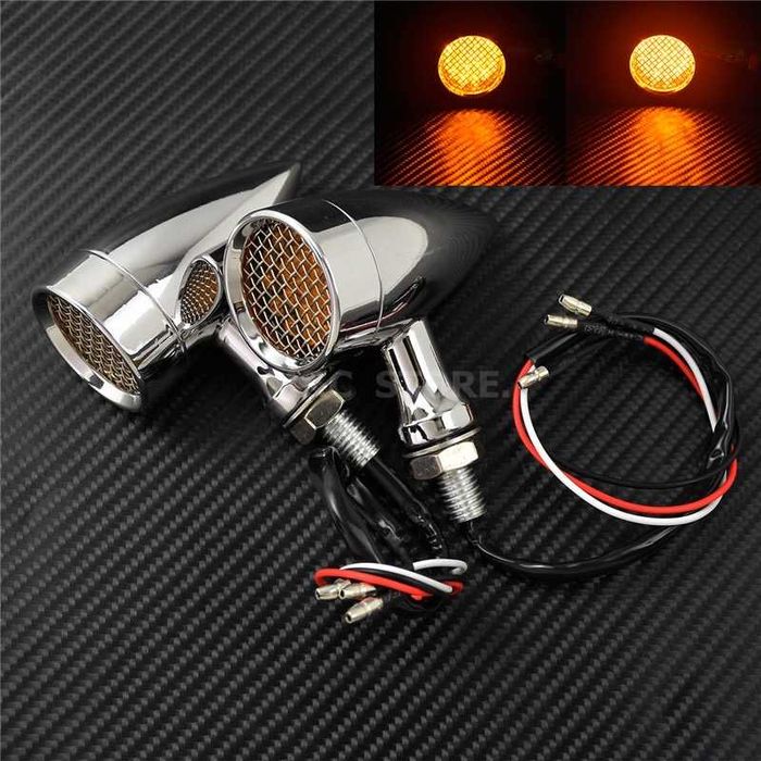 Par piscas led rede bala alumínio luz presença cafe racer chopper