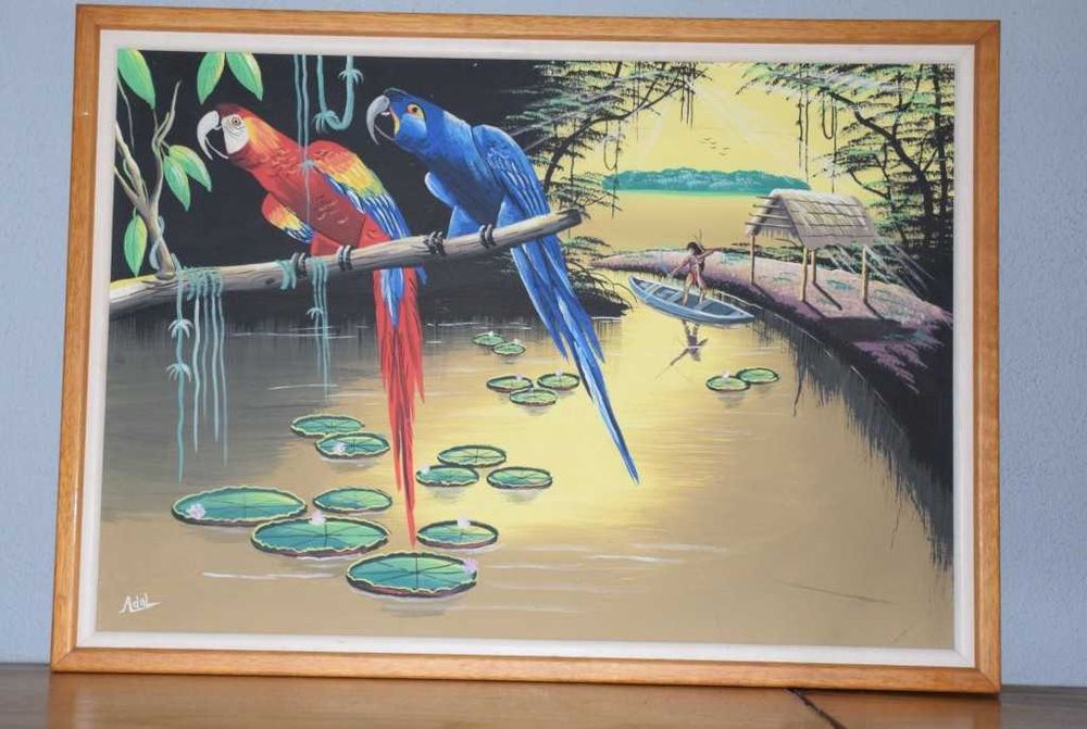 Quadro pintado pelos índios da Amazónia brasileira (assinado pelo autor)
