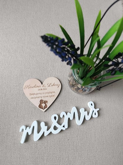 ŚLUB WESELE podziękowania dla gości magnes serce
