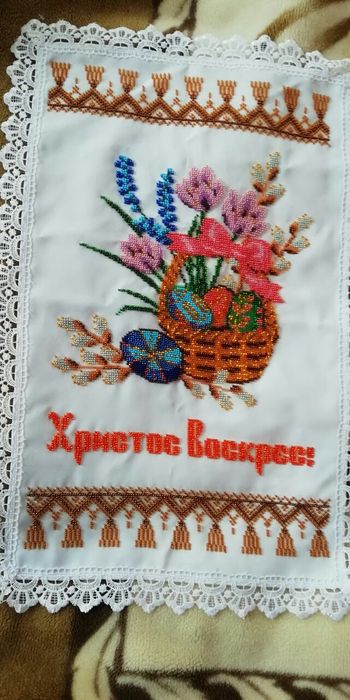 Пасхальний рушник вишитий бісером