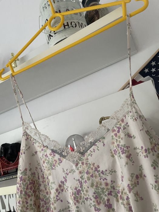 4E koszula XL satynowa satyna kwiaty urocza długa maxi Marks Spencer