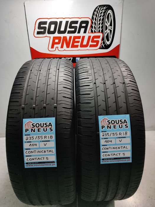 2 Pneus semi novos Continental contact 5 235/55R18  Oferta dos Po