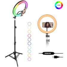 MJ33 RGB LED Ring Light (33 cm) + 2-Meter Tripod with 36 Colors – NEW!64550224329601124