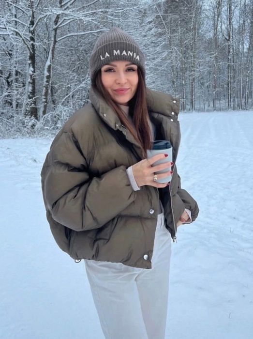 Kurtka zara puchowa r. L khaki nowa pikowana