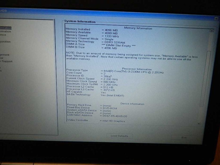 Dell Latitude E5420 Core i3