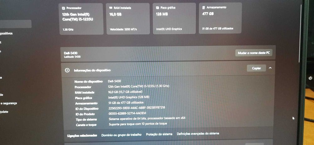 Dell Latitude 5430 | 12.ª Gen | 14" FHD Touch | i5-1235U | 16GB DDR4 | NVMe 512GB | Mala | W11