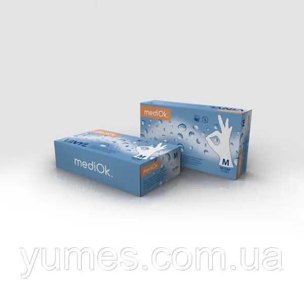 Рукавички вінілові неопудренні Медиок S/M/L/XL (100 шт/уп) прозорі