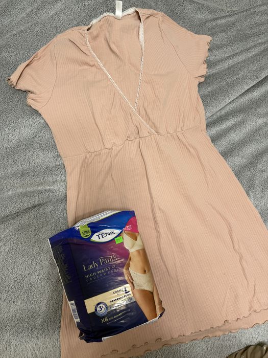 Нічна сорочка в пологовий для годування ХЛ розмір + урологічні трусики