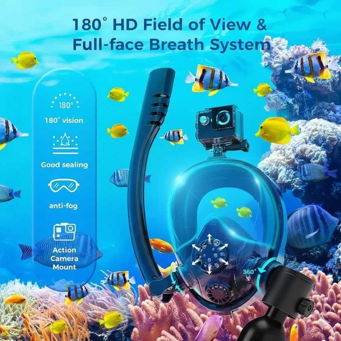 Набір для дайвінгу та снорклінгу з повнолицевою маскою та балон 0.5 л
