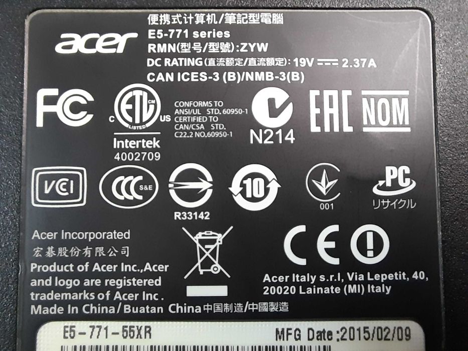 Продам б/в ноутбук Acer Aspire E5-771 17,3" Dual Core i5-5200U