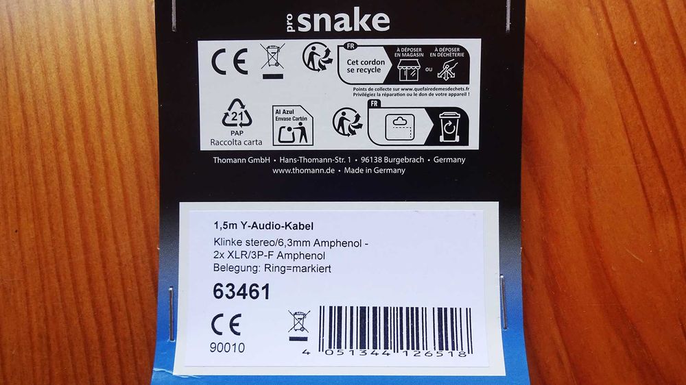 Cabo Pro Snake Stereo XLR Jack Mesa Mistura Audio Profissional Thomann