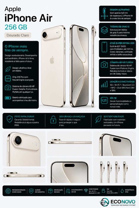EN Apple iPhone Air 256 GB Dourado Claro