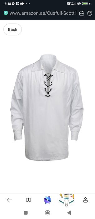 Koszula męska S Cusfull Scottish Jacobite Ghillie Kilt Shirt z sznurow