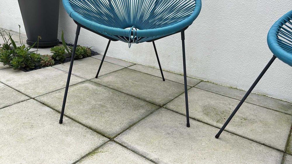 Cadeira de rattan azul mikonos Acapulco