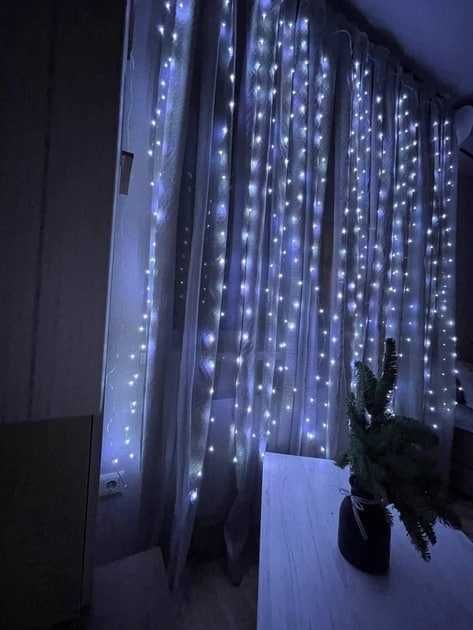 Гирлянда штора 3 на 2 метра Холодный цвет