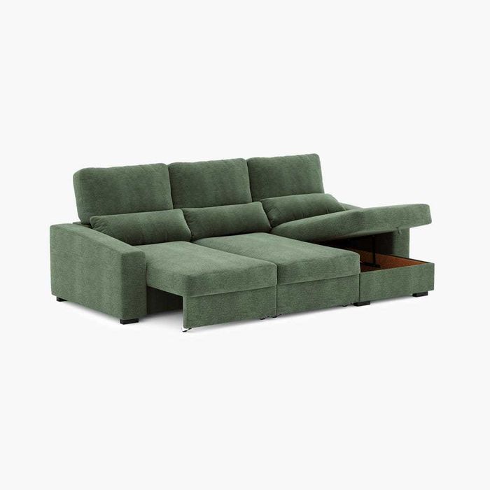 Sofá Cama com Chaise Longue Reversível, Assentos Deslizantes e Encosto Reclinável  Ir para origem