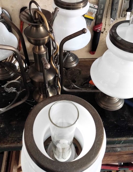 Candeeiro Tecto Metal Vidro Sala Quarto 5 Lustres