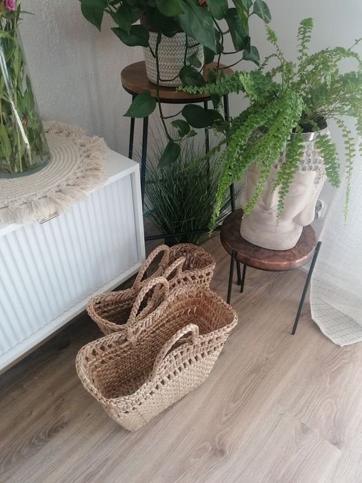 Koszyk torebka rattan pleciona naturalna do ręki Nowa shopper bag
