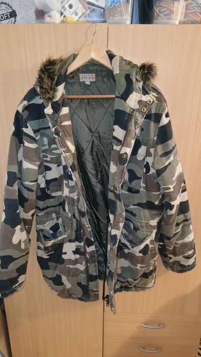 Kurtka puchowa zimowa moro wojskowa oversize