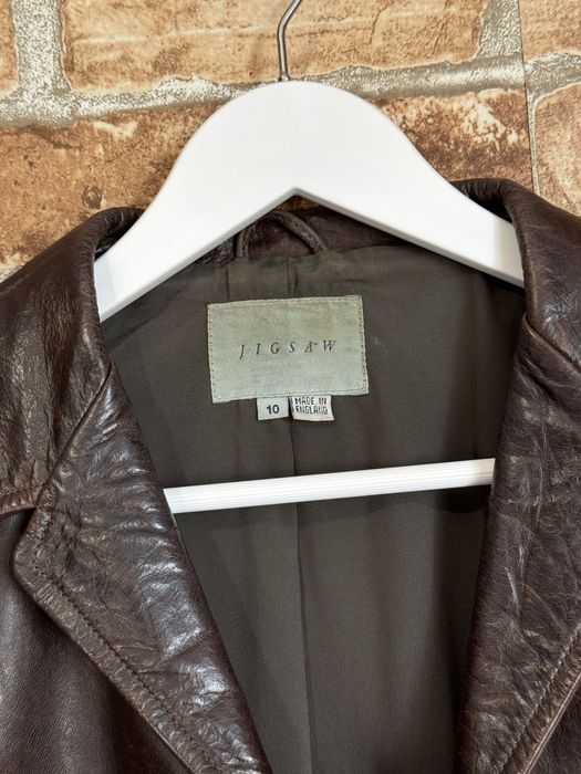 Кожаный пиджак Jigsaw женский винтажный жакет made in England