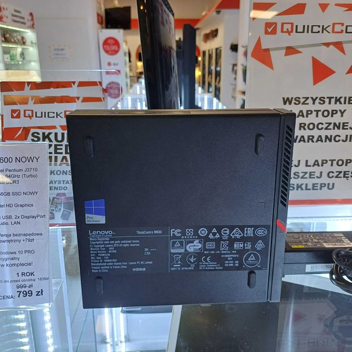 Mini PC Lenovo ThinkCentre M600 4x2,64 / 8GB / 256GB SSD / W 10 - NOWY