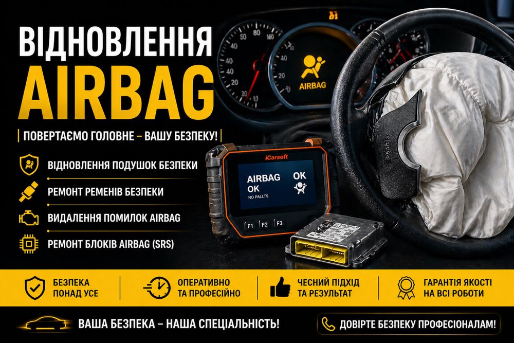 Відновлення безпеки Airbag аірбег, подушки,ремені,сидіння, коліна,штори