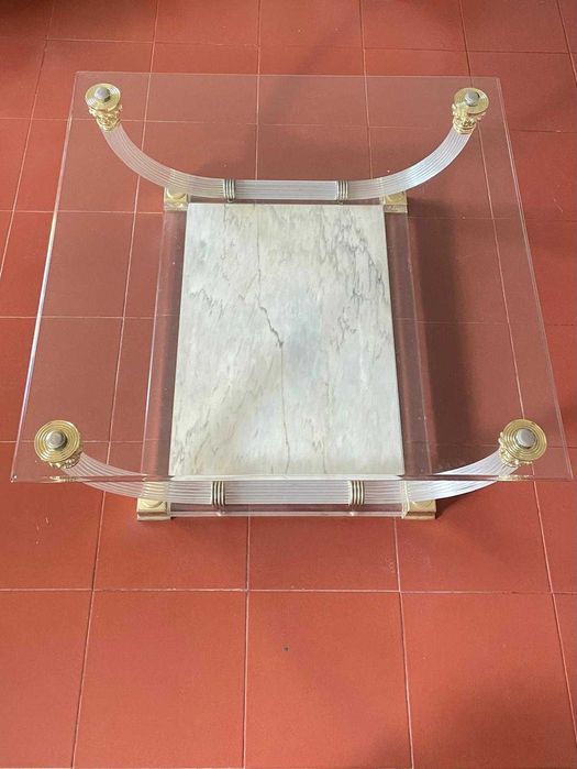 Mesa de centro Vidro e Mármore -  Neoclassica