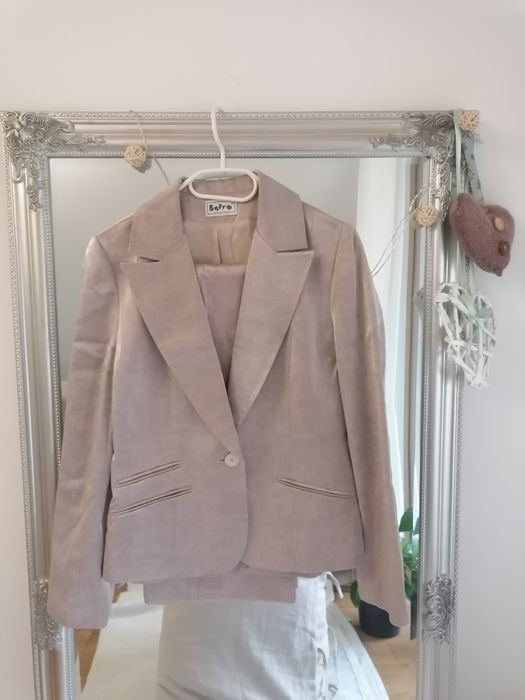 Garnitur, elegancki, satynowy,  kawa z mlekiem, rozmiar 38/,S/małe M