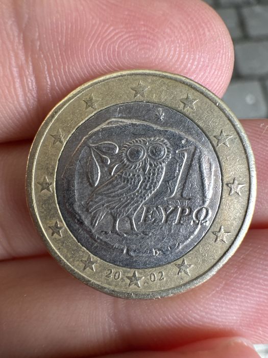 Moeda de 1 euros mocho da grecia 2002