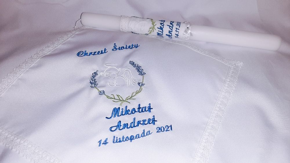 Zestaw szatka + świeca anioł kwiaty okapnik Gratis