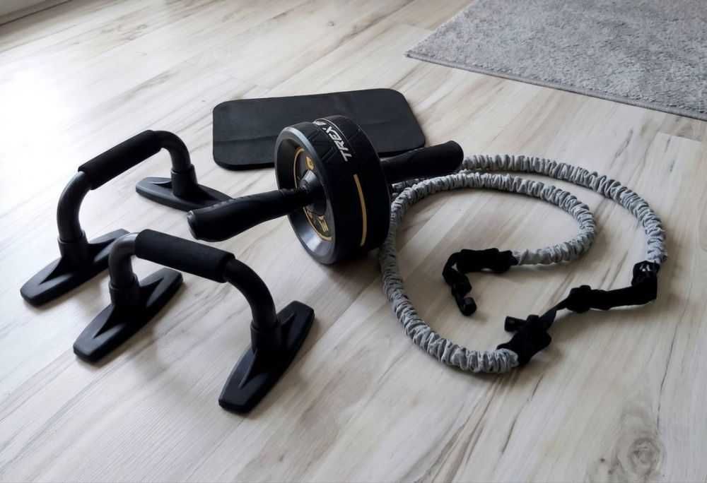 Zestaw do Ćwiczeń Mięśni Uchwyty do Pompek Mata Kółko Gumy 4w1 Fitness DARMOWA DOSTAWA