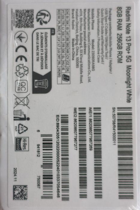 Redmi note 13 pro plus 256*512 White/Purple  Global Version NEW
