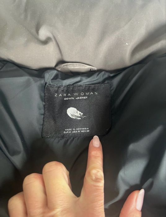 Kurtka plaszcz  ZARA XS puch naturalny