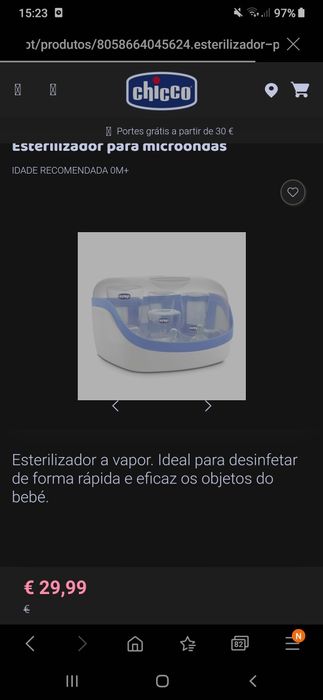 Esterilizador de biberões chicco