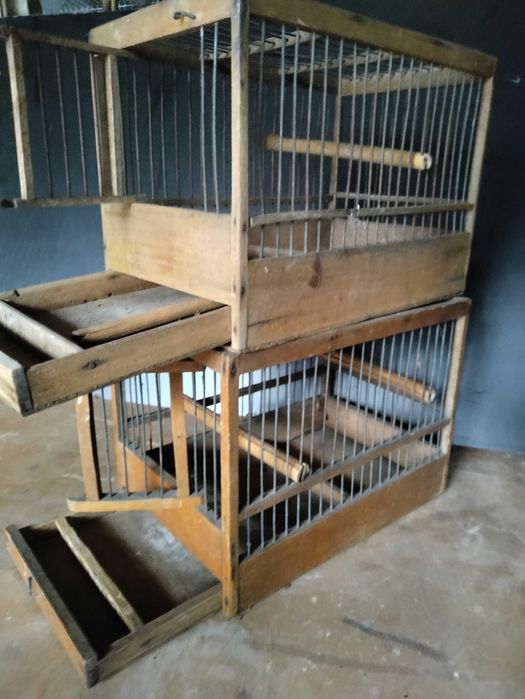 drewniane stare klatki  - 2 sztuki