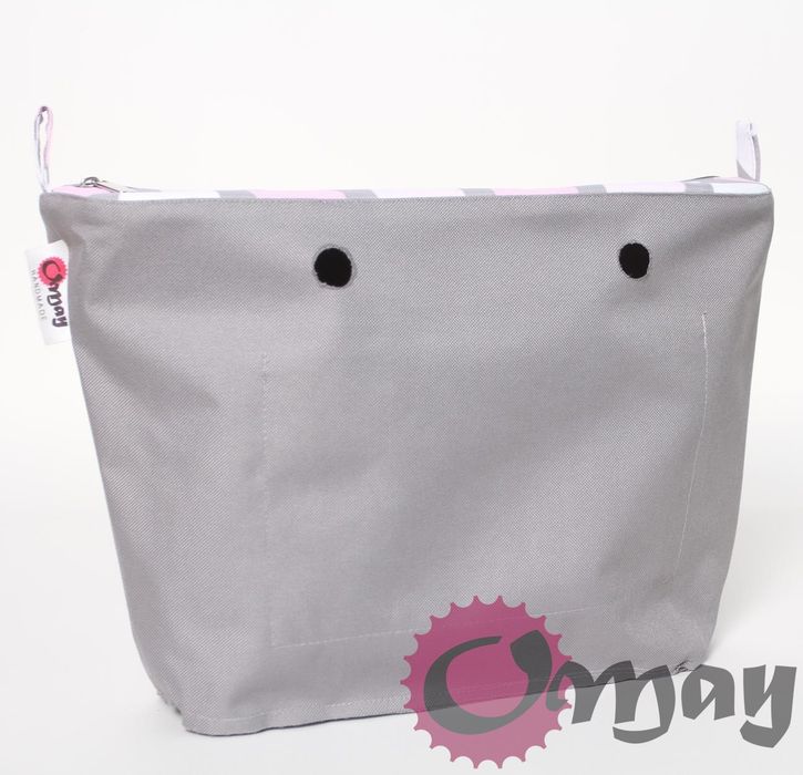Szary organizer do OBAG STANDARD grochy róż pudrowy 2 kieszenie OMAY