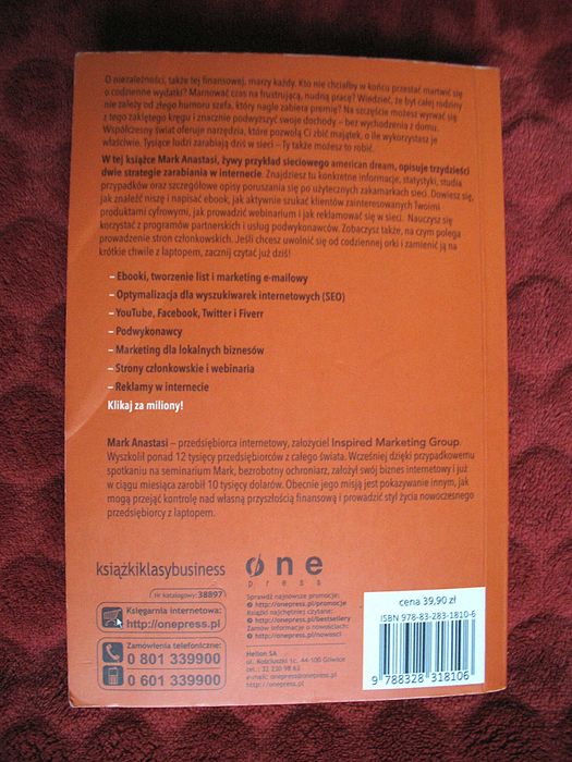 "Laptopowy milioner" autor Mark Anastasi - poradnik - książka polska