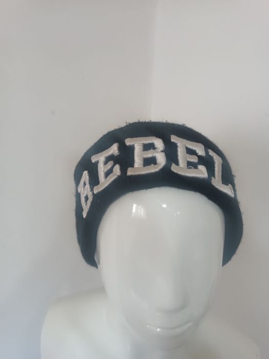 Czarna czapka beanie REBEL | Napis 3D | Streetwear / Grunge