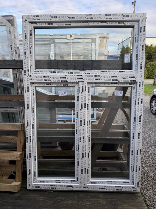 Okno PCV REHAU Investline 1380x2050mm, kolor biały, 3 szyby OKAZJA !!!