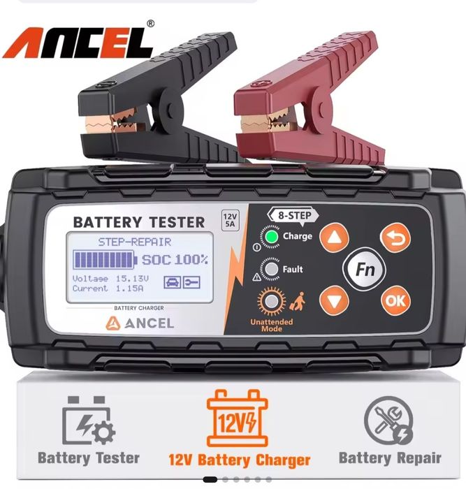 ANCEL BT521 12V - умное зарядное  и тестер аккумуляторов 4 в 1-ом